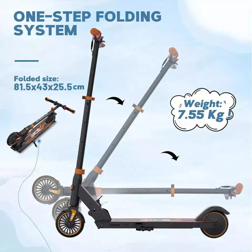 RCB R15 Kids Electric Scooter: 250W Motor, 12.4 mph (20 km/h) Speed, 10-Mile Range, Lightweight Foldable Design